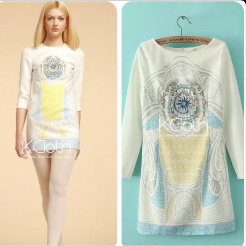 Women's White and Blue Dress